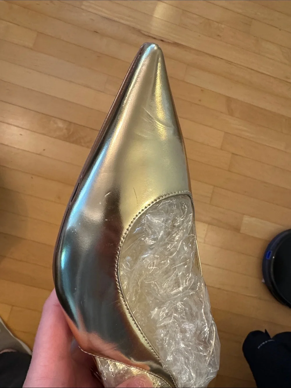 Marc Fisher Dorie Pointed Gold Patent Leather Slingback Pumps Size 9 glam glitz_7